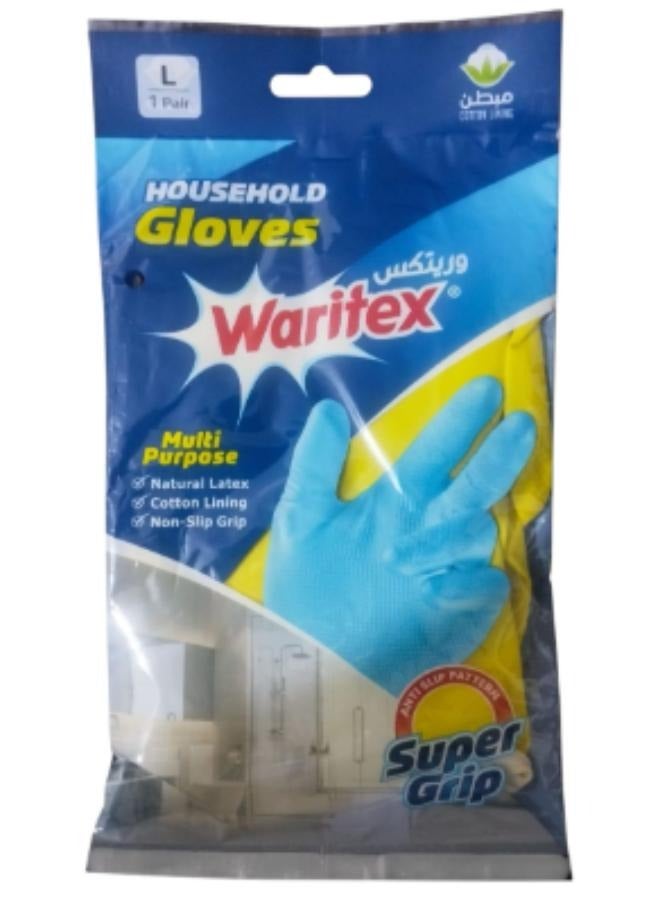 Waritex Multi-use rubber gloves carefully designed to give you excellent performance in all cleaning tasks. Lined from the inside with a soft yellow layer, size (L). - Image 2