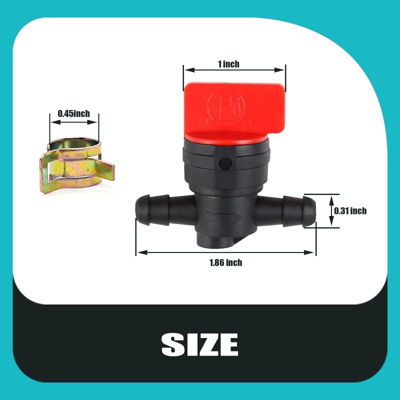 Bopurtotly 494768 698183 1/4" Fuel Shut Off Valve with clamp Compatible with Murray Toro Lawn Tractor - Image 2