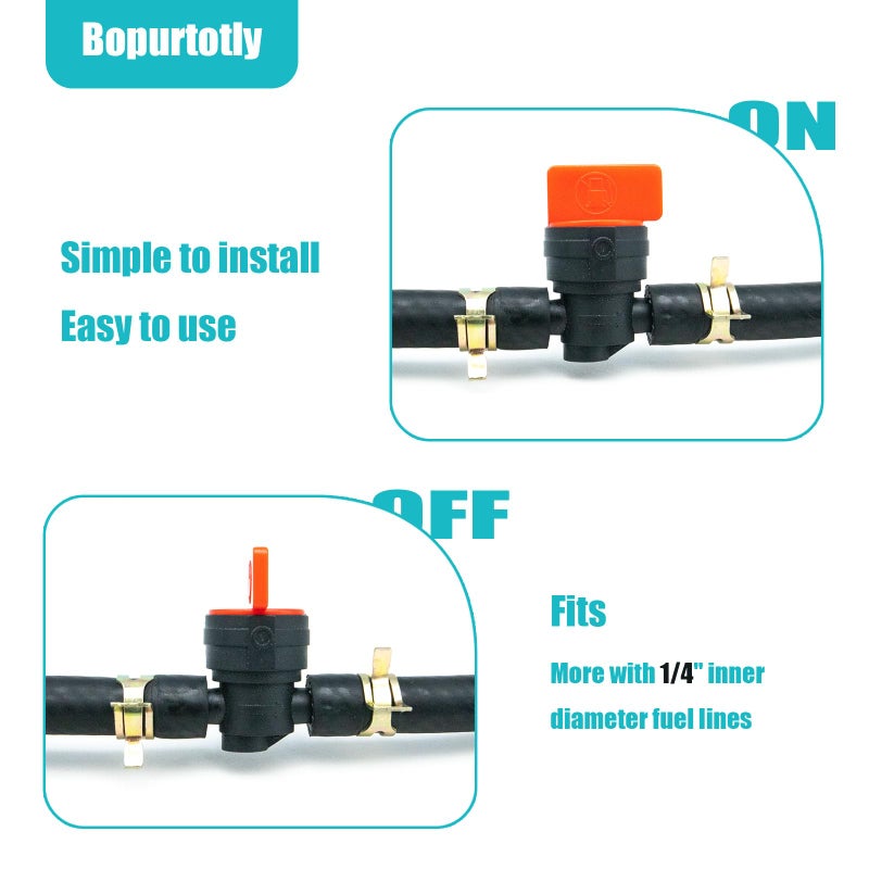 Bopurtotly 494768 698183 1/4" Fuel Shut Off Valve with clamp Compatible with Murray Toro Lawn Tractor - Image 4