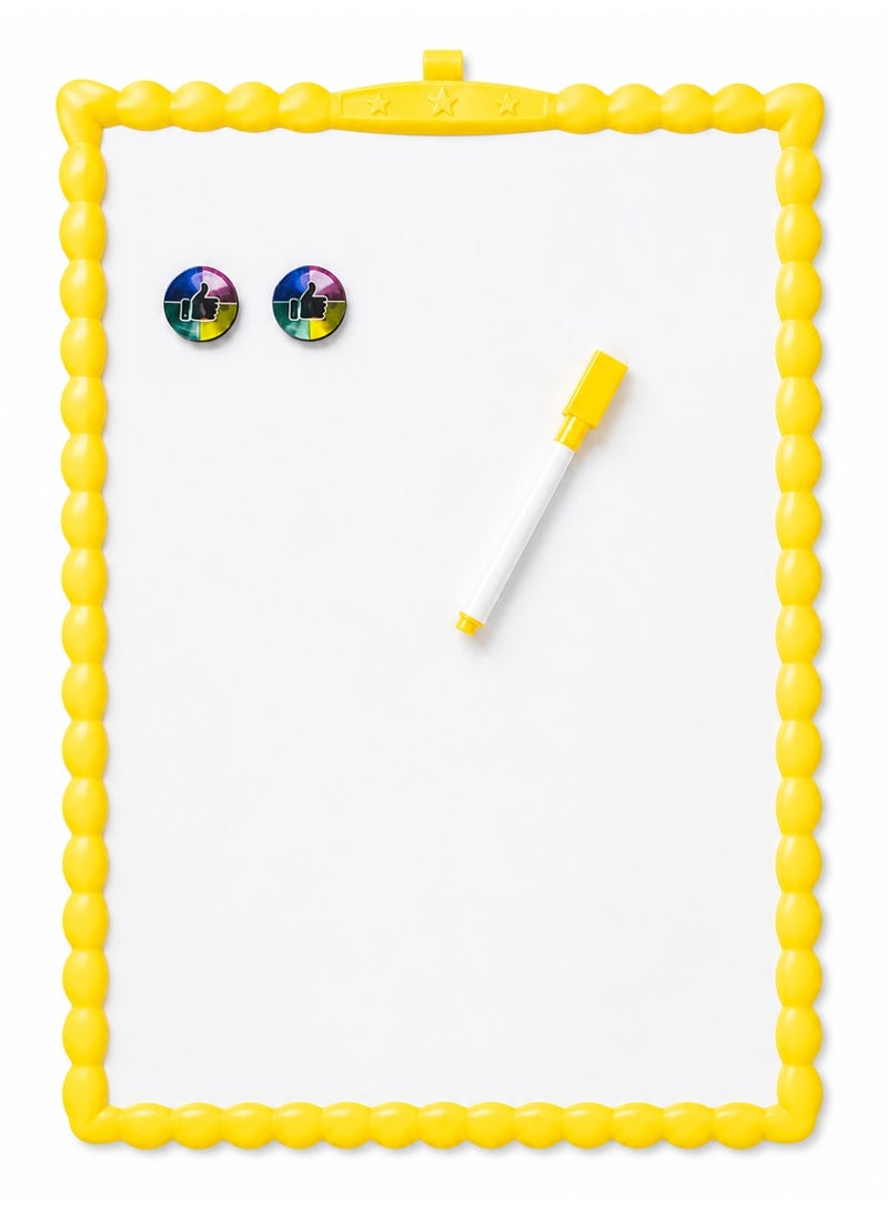 Magnetic Dry Erase White Board (28x39 cm) for Office School & Home – Portable Reusable Writing Board with Smooth Easy Clean Surface for Planning Notes Teaching Scheduling & Organization Durable Magnetic Whiteboard for Classroom Meetings & Daily Organization – Lightweight Erasable Memo Board for Writing Brainstorming Task Tracking Presentations & Home Office Productivity - Yellow - Image 1