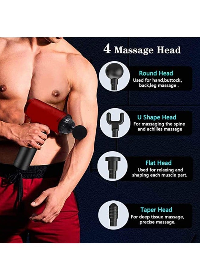 إسكدنيا Massage Gun, Percussion Muscle Massager Deep Tissue Massage Gun for Pain Relief with 4 Massage Heads 6 Speed High-Intensity Vibration Super Quiet Cordless Handheld (RED) - Image 2