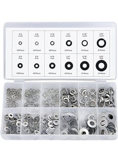 Neiko 50400A Stainless Steel Lock and Flat Washer Assortment | 350 Piece Set | 12 Different Sizes in Spring Lock and Flat Design | Prevent Loose Fasteners  - Image 1