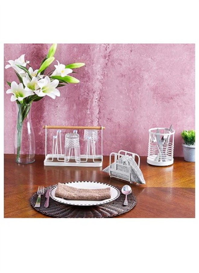 Japanese Style Iron Art Drain Cup Holder Household Wooden Handle Cup Holder With Tray Cup Holder Kitchen Cup Storage Rack