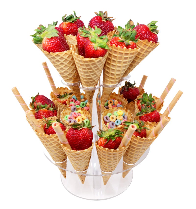 Jusalpha Jusalpha Clear Acrylic Ice Cream ConeSushi Hand Roll Stand Holder Christmas Halloween Candy Decorative Capacity 24 