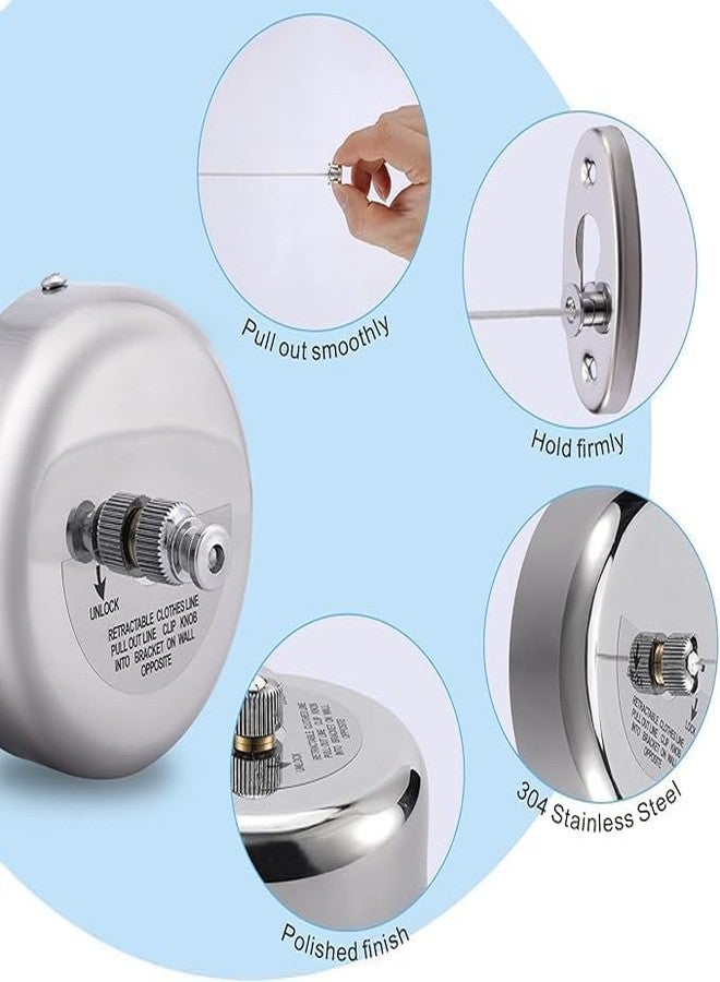 Dropware® Stainless Steel Retractable and Lockable Adjustable Hanging Clothesline | Wall-Mounted Nylon wire ClothLiner for Bathroom Home Hotel Balcony Outdoor Indoor Towel Laundry Drying Rope-Set of 1 - Image 3