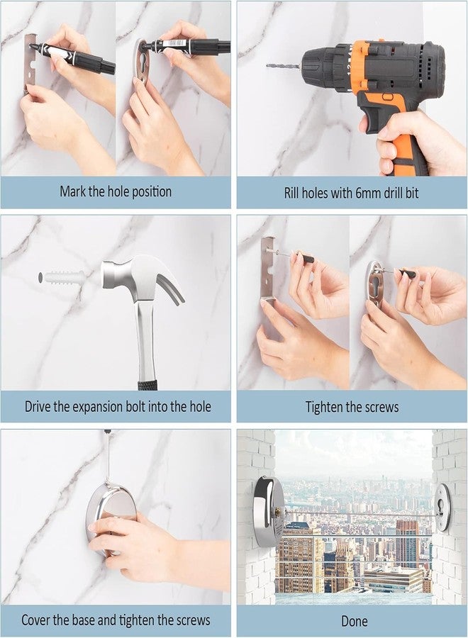 Dropware® Stainless Steel Retractable and Lockable Adjustable Hanging Clothesline | Wall-Mounted Nylon wire ClothLiner for Bathroom Home Hotel Balcony Outdoor Indoor Towel Laundry Drying Rope-Set of 1 - Image 5