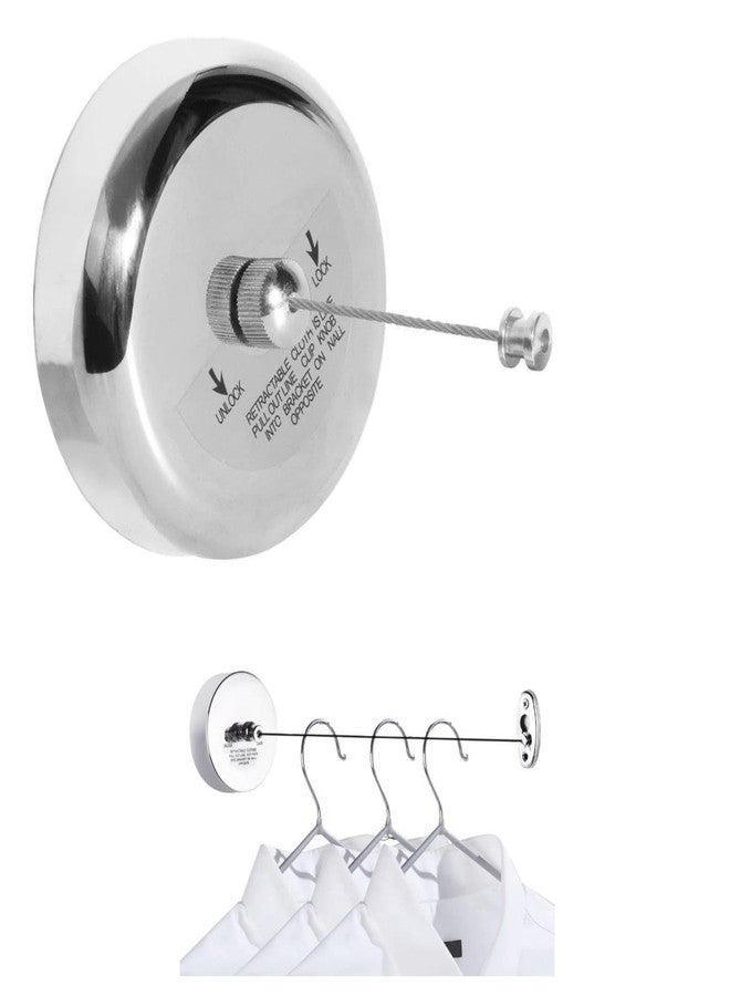 Dropware® Stainless Steel Retractable and Lockable Adjustable Hanging Clothesline | Wall-Mounted Nylon wire ClothLiner for Bathroom Home Hotel Balcony Outdoor Indoor Towel Laundry Drying Rope-Set of 1 - Image 1