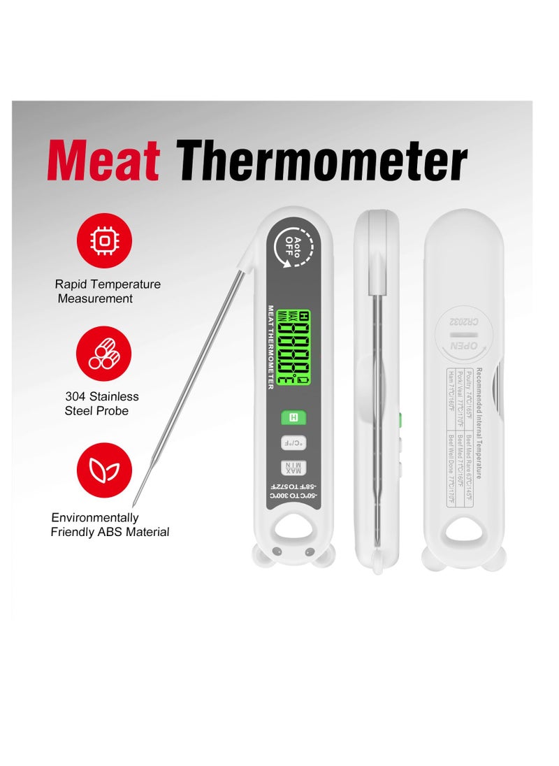 Excefore - Thermocouple Digital Instant Read Meat Thermometer, Waterproof Ultra Fast Digital Food Probe with Backlight and Calibration for Kitchen, BBQ Fry, Cute Bear Design Food Cooking Thermometer, White - Image 1