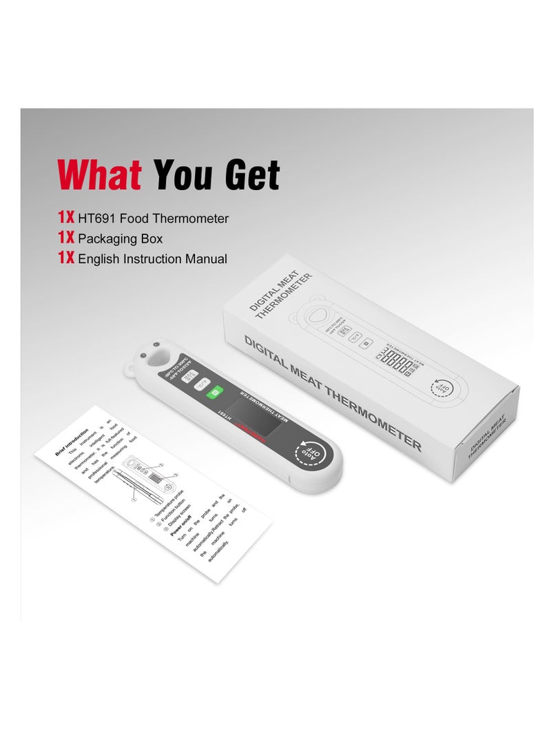 Excefore - Thermocouple Digital Instant Read Meat Thermometer, Waterproof Ultra Fast Digital Food Probe with Backlight and Calibration for Kitchen, BBQ Fry, Cute Bear Design Food Cooking Thermometer, White - Image 1