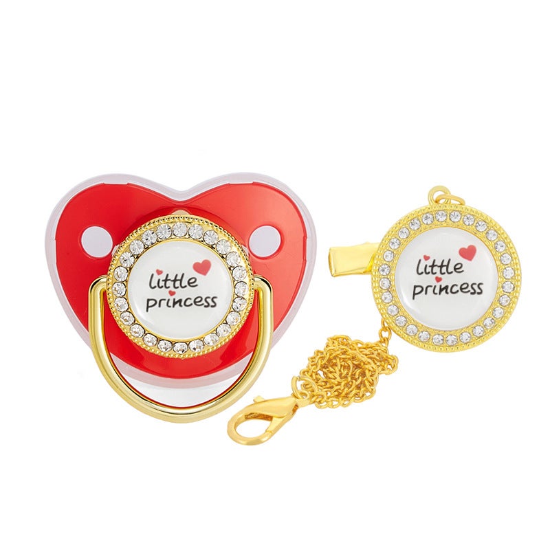 2022 cross-border hot love little princess baby drill nipple baby diamond soothing play mouth with dust cover - Image 3