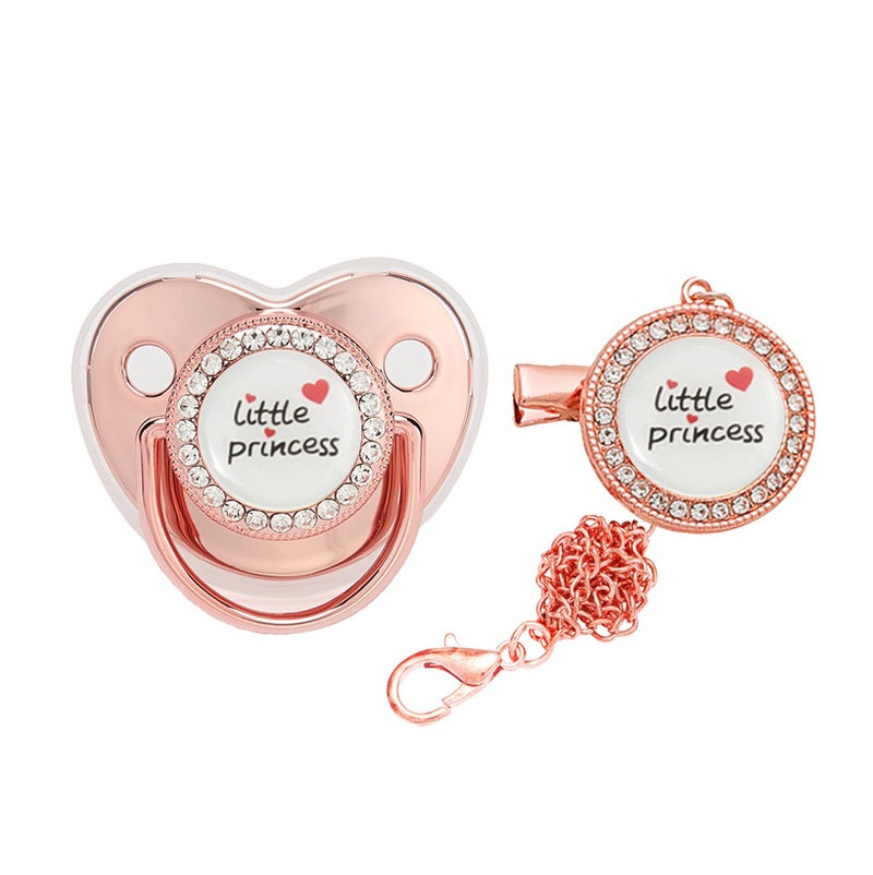 2022 cross-border hot love little princess baby drill nipple baby diamond soothing play mouth with dust cover - Image 1