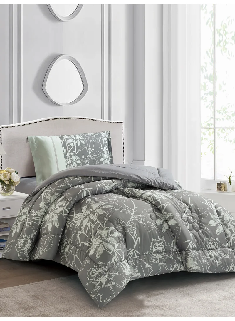 Donetella Bedding Comforter Set, twin Size 170x230 cm - 2-Pcs Digital Print Quilted Bed Set, Microfiber Fabric - 1 Comforter, 1 Pillow Shams.