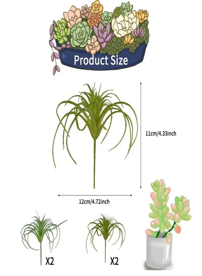 VIOCIWUO Artificial Succulents Plants 4PCS, Faux Succulents Unpotted Small Tillandsia Fake Succulent for Craft Lifelike Air Plants Floral Decor for Greenhouse Party, Garden & Outdoor - Image 2