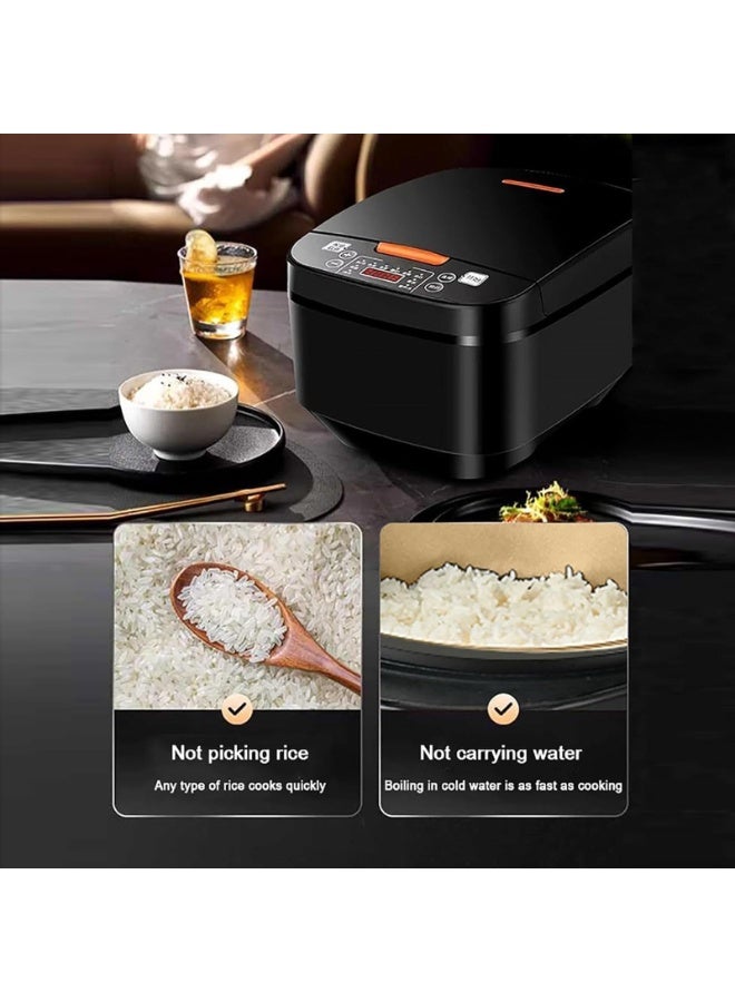 5L Smart Rice Cooker & Multicooker - 24H Delay Timer with Auto Keep Warm, Non-Stick Inner Pot + Steaming Tray for Soup/Grain/Steam, Compact Design for Home & Office - Image 4