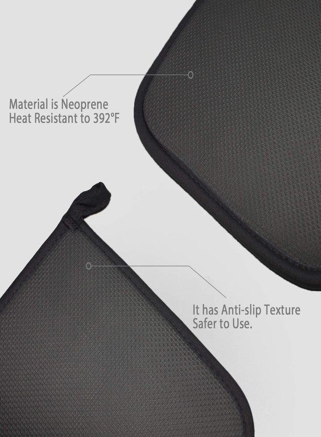 YEKOO 2Pcs Cotton and Neoprene Oven Pads Pot Holders with Pocket 8"x8.5" Dual-Function Hot Pad Set for Finger Hand Wrist Protection Heat Resistant to 428°F,Black - Image 3