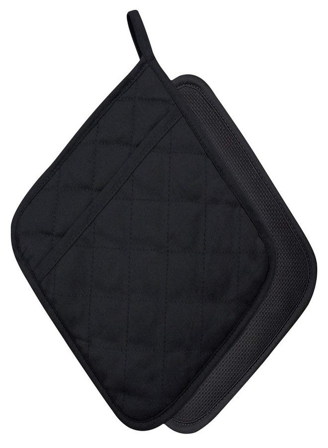 YEKOO 2Pcs Cotton and Neoprene Oven Pads Pot Holders with Pocket 8"x8.5" Dual-Function Hot Pad Set for Finger Hand Wrist Protection Heat Resistant to 428°F,Black - Image 1