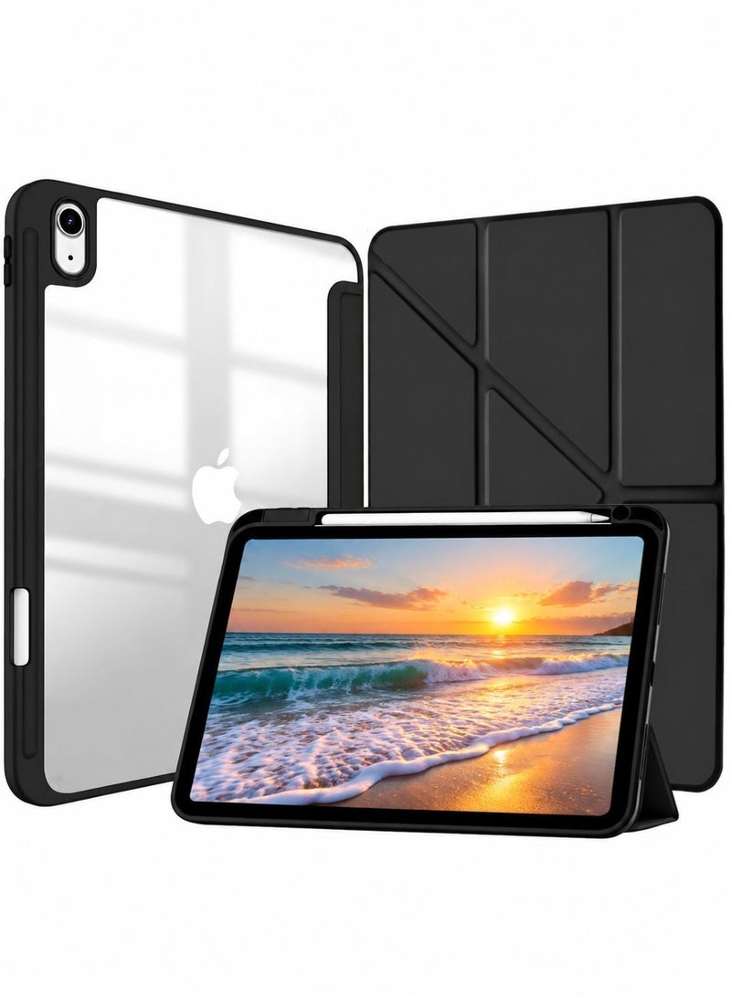 ELTRAZONE Case for iPad (A16) 11th 11 inch 2025 Gen iPad 11 Case Y FoldingCase For iPad 10th Gen Case 2022 iPad 10 Case Slim Stand Soft Clear Transparent Shell Back with Pencil Holder Smart Cover for 11" iPad 11th 2025/10.9"iPad 10th Gen 2022 Black - Image 1