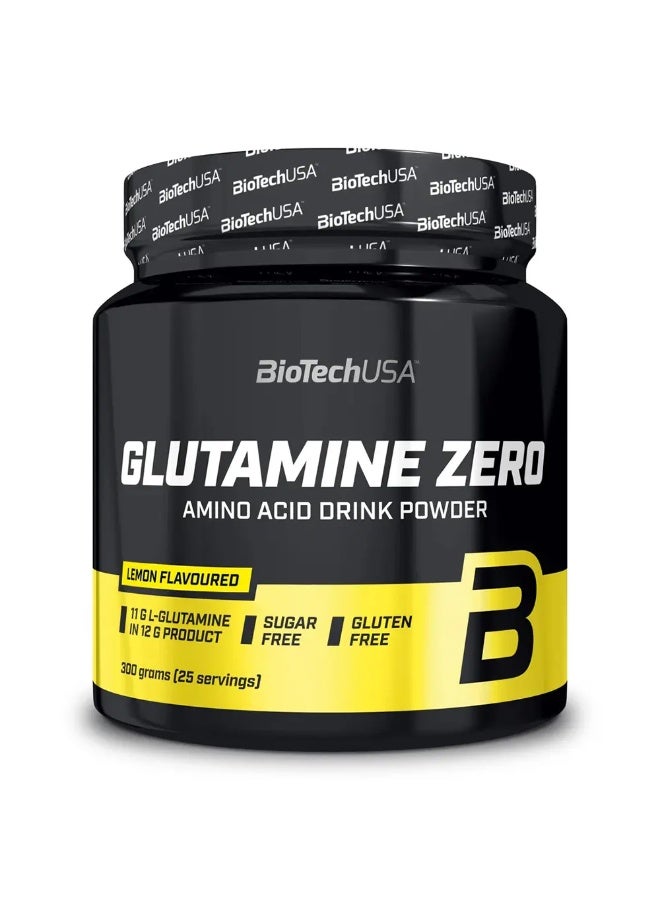 BioTechUSA Glutamine Zero Lemon 300g, Flavoured L-Glutamine Amino Acid Powder with 11g Per Serving, Sugar-Free When Prepared with Water, Aspartame-Free and Preservative-Free - Image 1