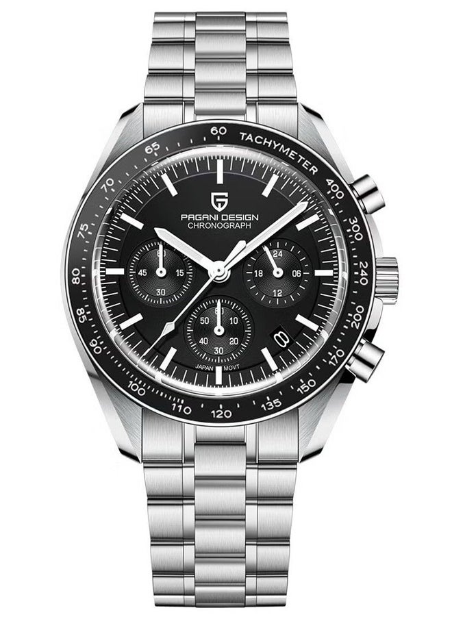PAGANI DESIGN Men's Quartz Watch Chronograph Stainless Steel Waterproof Sports Watch PD-1701 Black  - Image 1