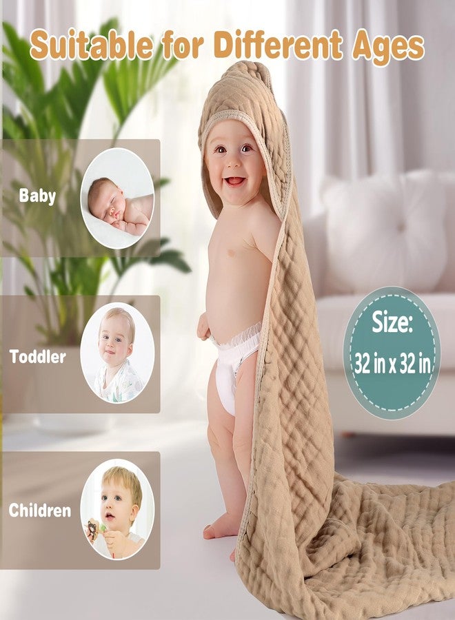 مناشف استحمام للأطفال حديثي الولادة من هويتاو، عبوة من قطعتين - مناشف قطنية موسلين 100% بست طبقات مع غطاء رأس للأطفال الرضع والأطفال الصغار - مقاس كبير 32 × 32 بوصة، ناعمة وماصة، مناسبة للجنسين، من أساسيات استحمام الأطفال حديثي الولادة - Image 5