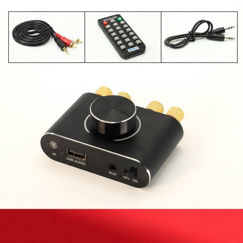 Audio Power Amplifier: 100W+100W Red Aluminum Alloy - BT 5.1 Wireless Multi-Input Control for Portable Home Outdoor Use - Image 5