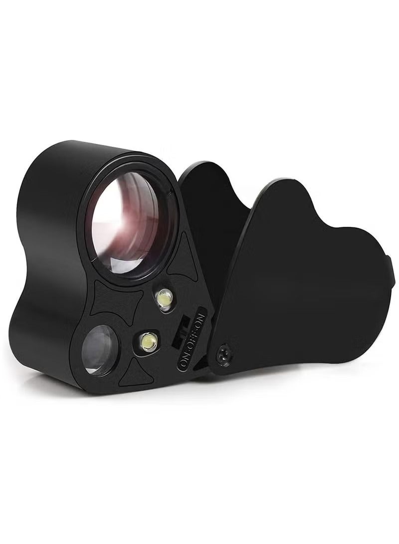 Foldable Jewelers Loupe Magnifier with 30X and 60X Magnification Bright LED Light Ideal for Examining Gems Jewelry Coins Stamps Collectibles and More - Image 1