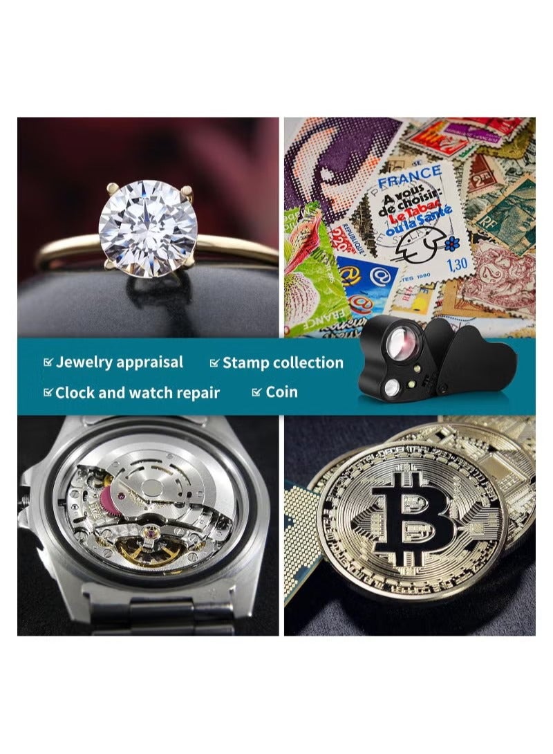 Foldable Jewelers Loupe Magnifier with 30X and 60X Magnification Bright LED Light Ideal for Examining Gems Jewelry Coins Stamps Collectibles and More - Image 4