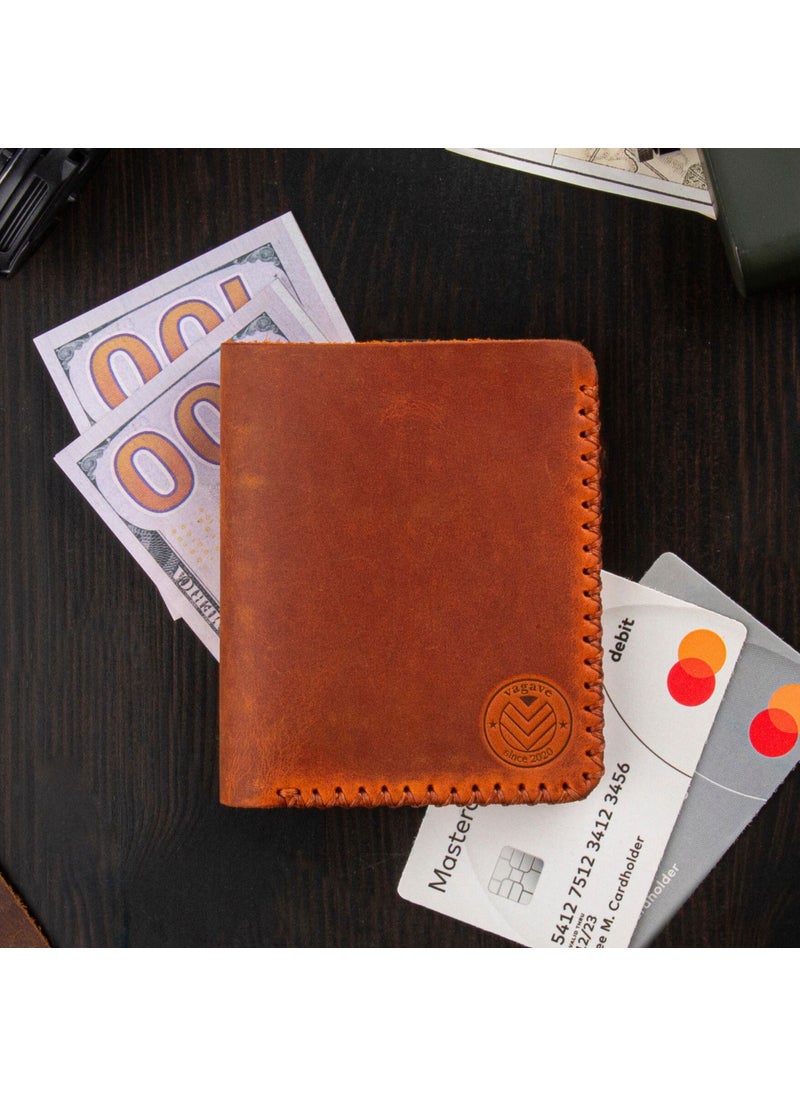 Vagave Khaki Leather Handmade Premium Wallet Card Holder Men's Wallet Tan  - Image 1