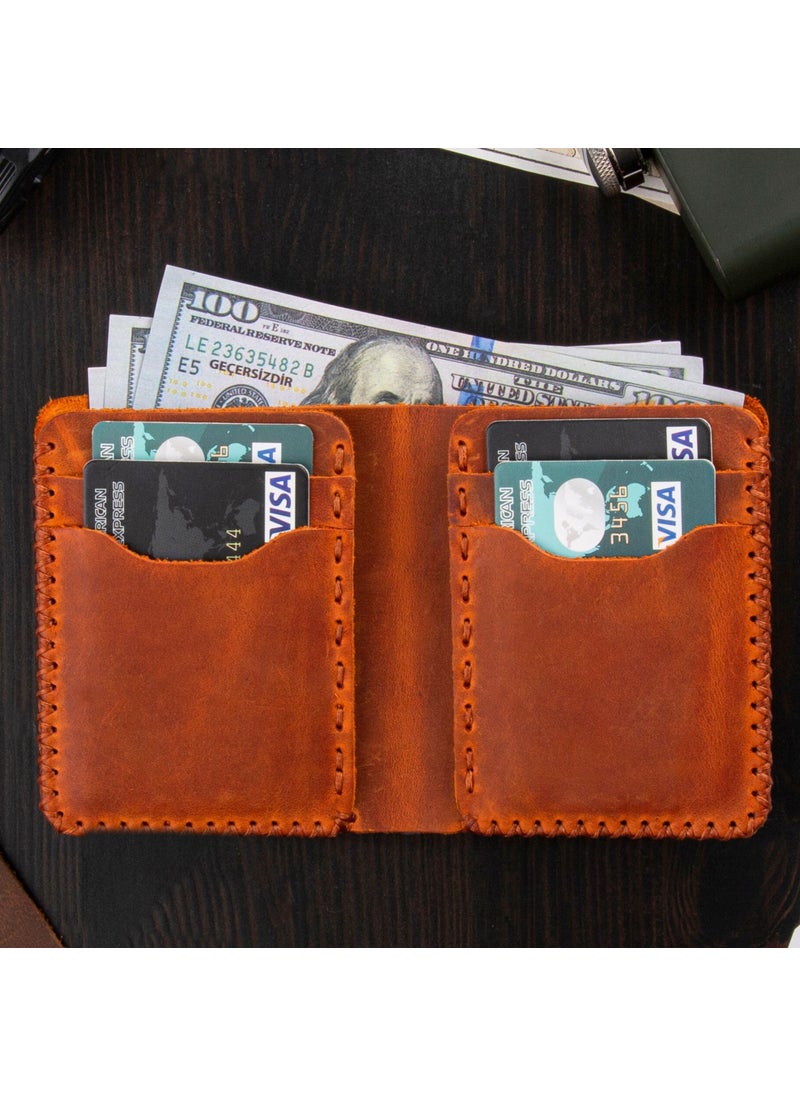 Vagave Khaki Leather Handmade Premium Wallet Card Holder Men's Wallet Tan  - Image 3