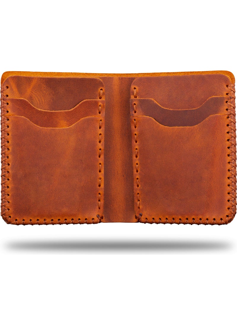 Vagave Khaki Leather Handmade Premium Wallet Card Holder Men's Wallet Tan  - Image 4