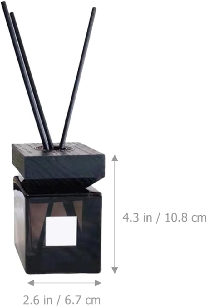 مجموعة قنينة معطرة زيت عطري مربعة 200 مل مع غطاء خشب شمع أبيض وعيدان رطانة، ناشر عطر زجاجي لتزيين المنزل والاسترخاء - Image 2