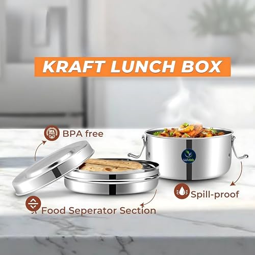 WIAA Stainless Steel Lunch Box 650ml Leak Proof Airtight | Food Container with Locking Clip | Lightweight Reusable Steel Tiffin for Office Lunch, School, Kids, Travel Snacks - Image 5