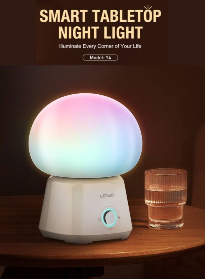 LDNIO ضوء الليل الذكي RGB | مصباح محيطي محمول بسعة 3600mAh مع تحكم باللمس، 4 مستويات سطوع، قابل للشحن عبر USB-C، مقاوم للماء، قاعدة سيليكون غير قابلة للانزلاق - Image 1