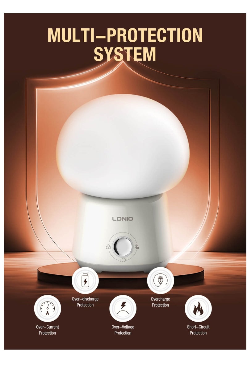 LDNIO ضوء الليل الذكي RGB | مصباح محيطي محمول بسعة 3600mAh مع تحكم باللمس، 4 مستويات سطوع، قابل للشحن عبر USB-C، مقاوم للماء، قاعدة سيليكون غير قابلة للانزلاق - Image 5