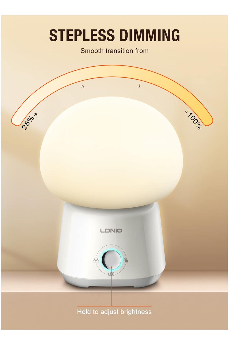 LDNIO ضوء الليل الذكي RGB | مصباح محيطي محمول بسعة 3600mAh مع تحكم باللمس، 4 مستويات سطوع، قابل للشحن عبر USB-C، مقاوم للماء، قاعدة سيليكون غير قابلة للانزلاق - Image 3