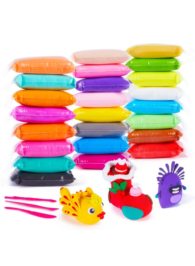 24 Colors Assorted Fluffy Foam Clay Set, Ultra Light Modeling Clay, QMay Magic Clay Artist Studio Toy, No-Toxic Modeling Clay & Dough, Creative Art DIY Crafts, Gift for Kids - Image 1