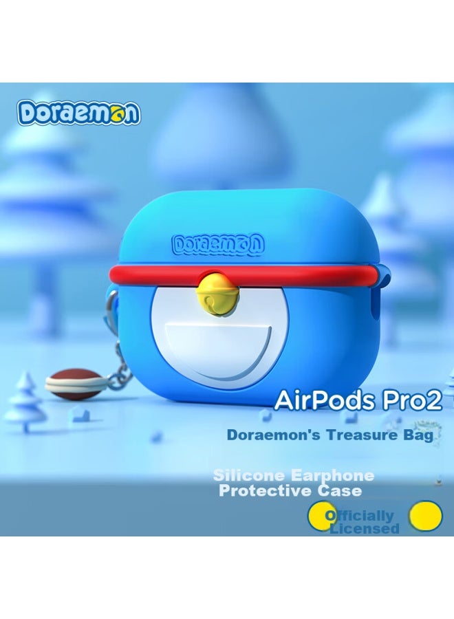 Rock Doraemon Airpods Pro 2/second Generation Earphone Protective Case, Apple Wireless Bluetooth Earphone Cover, Full Protection Silicone Shockproof Dustproof Cartoon Creative Cute Soft Case - Image 1