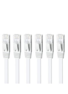 كابل إيثرنت CAT 6، مجموعة من 6 أسلاك توصيل LAN عالية السرعة ومسطحة من CAT6 Gigabit بطول 3 أقدام، موصل RJ45 نحاسي خالٍ من التشابك للمودم والموجه والكمبيوتر