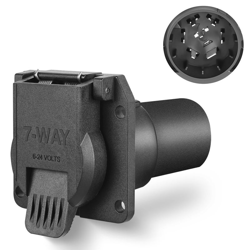 Nilight USCAR to RV 7 Way Trailer Plug Adapter OEM Style Factory Tow Package Socket Required 7Pin Round Connector Compatible with Chevy Ford GMC and Nissan Silverado - Image 1