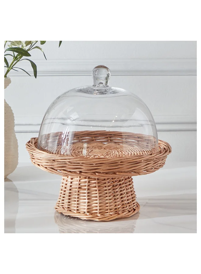 Home Box Minimalist 2-Piece Glass Cake Dome Set 27x21.8x27 cm
