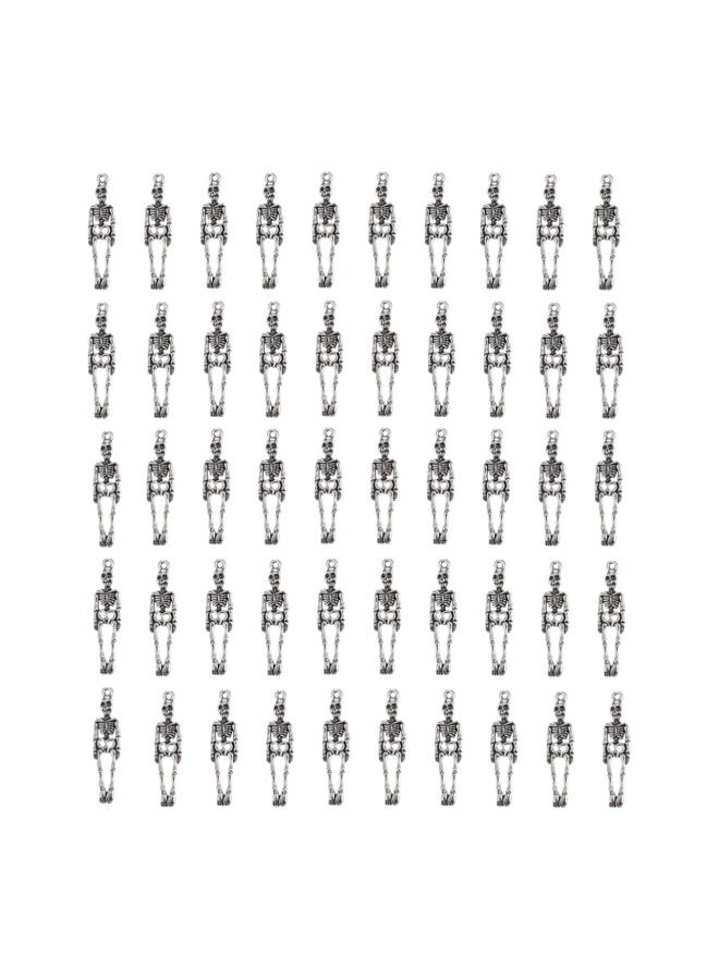 klarako 50Pcs Halloween Skeleton Charms Scary Spooky Skull Pattern Pendant DIY Craft Handmade Earrings Charms Prank Prop for Halloween Cosplay Party Decor  - Image 1