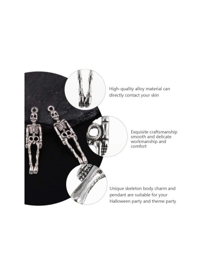 klarako 50Pcs Halloween Skeleton Charms Scary Spooky Skull Pattern Pendant DIY Craft Handmade Earrings Charms Prank Prop for Halloween Cosplay Party Decor  - Image 5