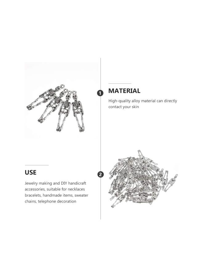 klarako 50Pcs Halloween Skeleton Charms Scary Spooky Skull Pattern Pendant DIY Craft Handmade Earrings Charms Prank Prop for Halloween Cosplay Party Decor  - Image 4