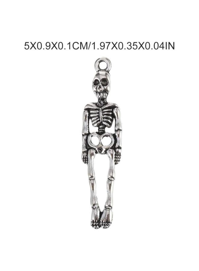 klarako 50Pcs Halloween Skeleton Charms Scary Spooky Skull Pattern Pendant DIY Craft Handmade Earrings Charms Prank Prop for Halloween Cosplay Party Decor  - Image 3