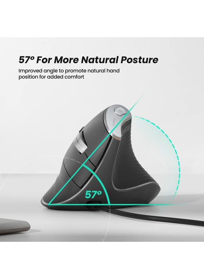 Nulea Wired Vertical Mouse, Ergonomic USB Optical Mouse with 4 Adjustable DPI 11 RGB Backlight Modes, Compatible with Laptop, PC, Desktop Computer, Mac, Grey - Image 3