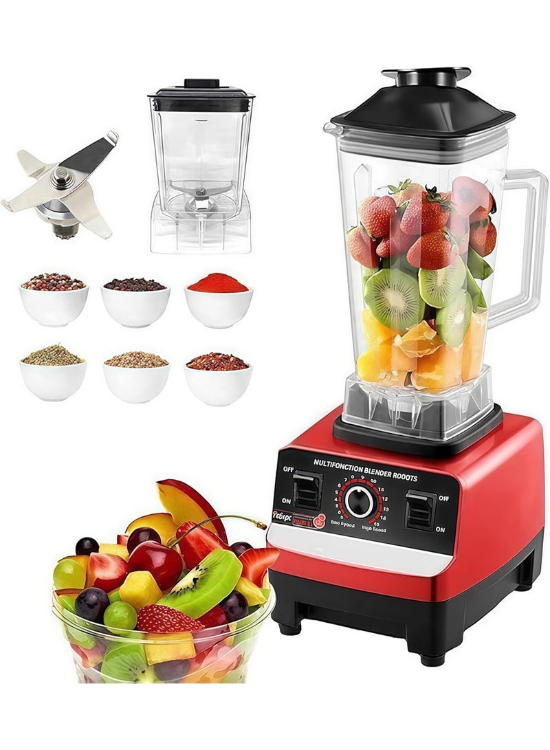 5500W High Speed Blender 2.5L, Ice Crusher, Smoothie Maker, Juice Mixer, Coffee Grinder, Dry & Wet Blender, Nut Chopper, Spice Grinder, Food Processor for Home Kitchen – Red Black. Electric Blender with Multi-functional Grain Grinder 2.5 liter Adjustable - Image 1