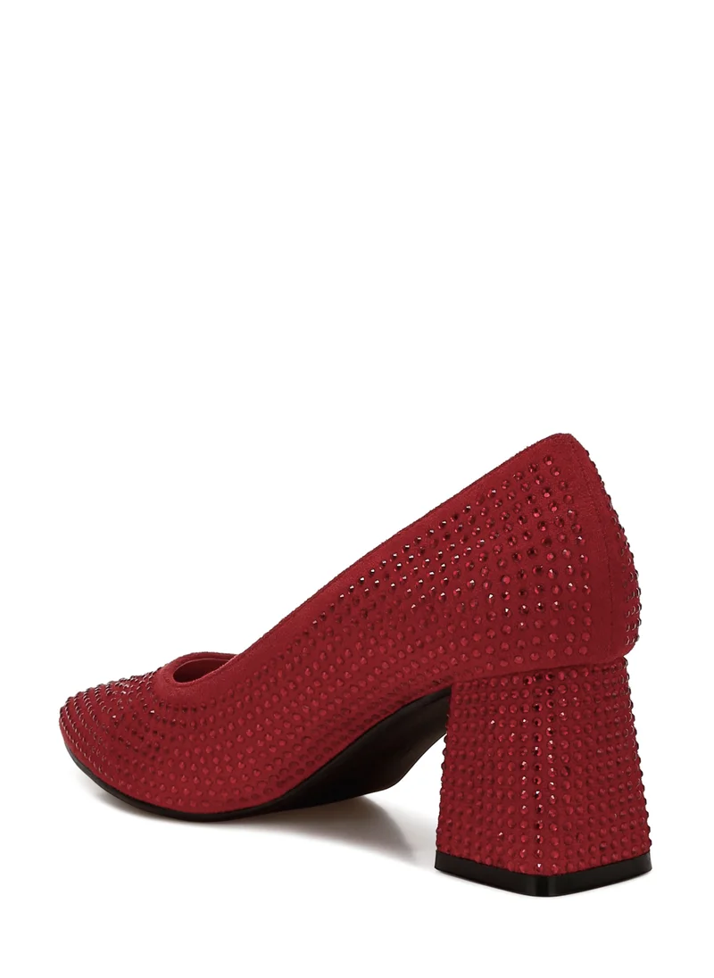London Rag Rhinestones Embellished Pumps in Red