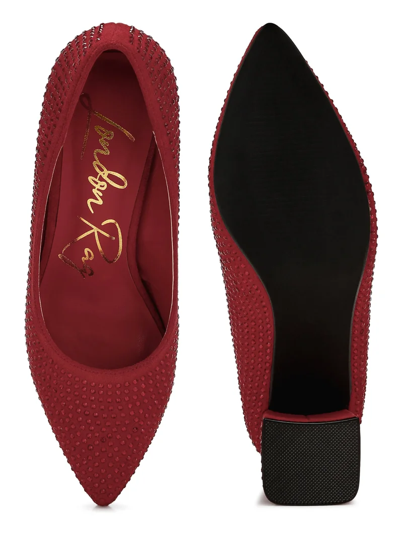 London Rag Rhinestones Embellished Pumps in Red