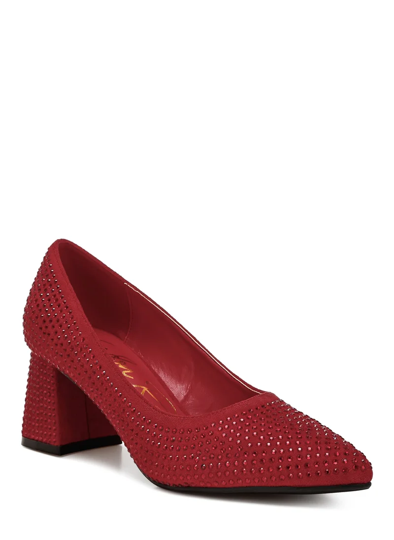 London Rag Rhinestones Embellished Pumps in Red