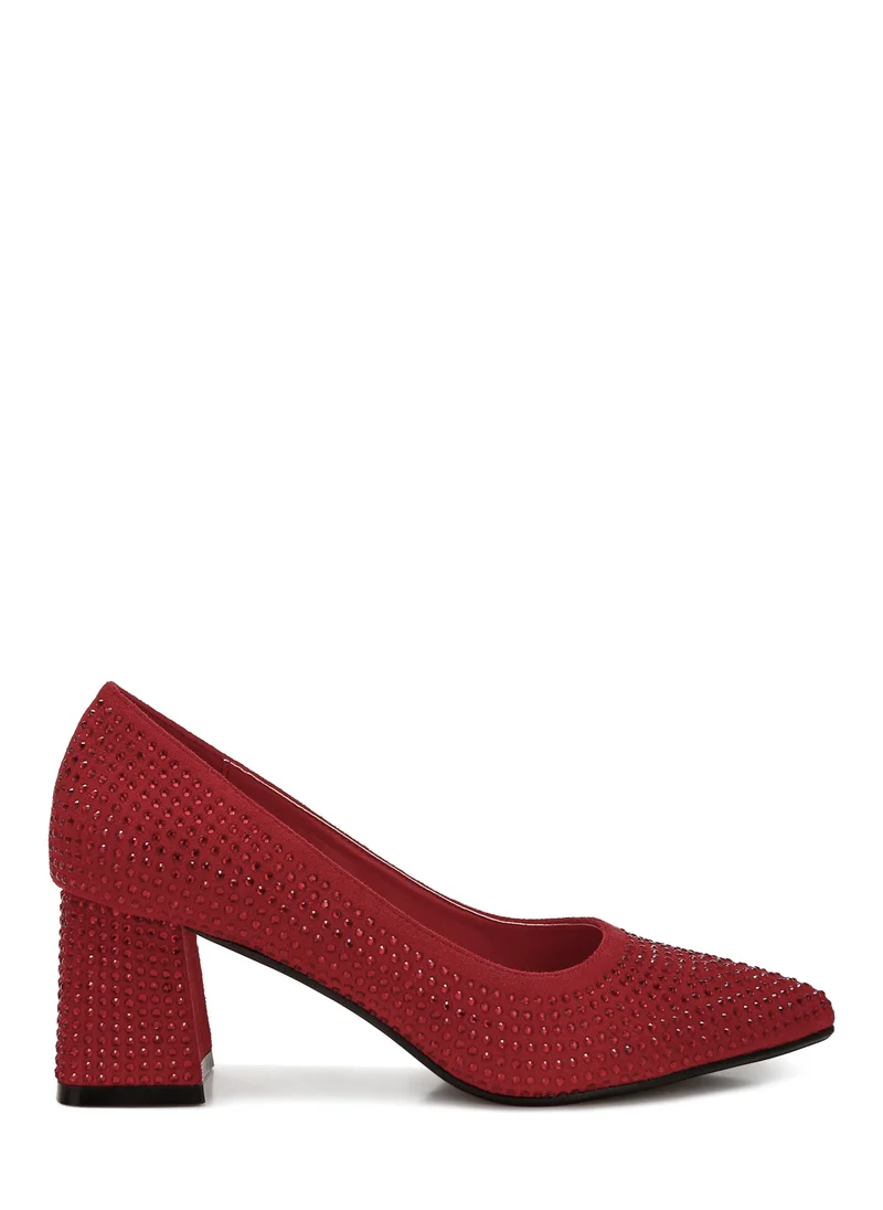 London Rag Rhinestones Embellished Pumps in Red